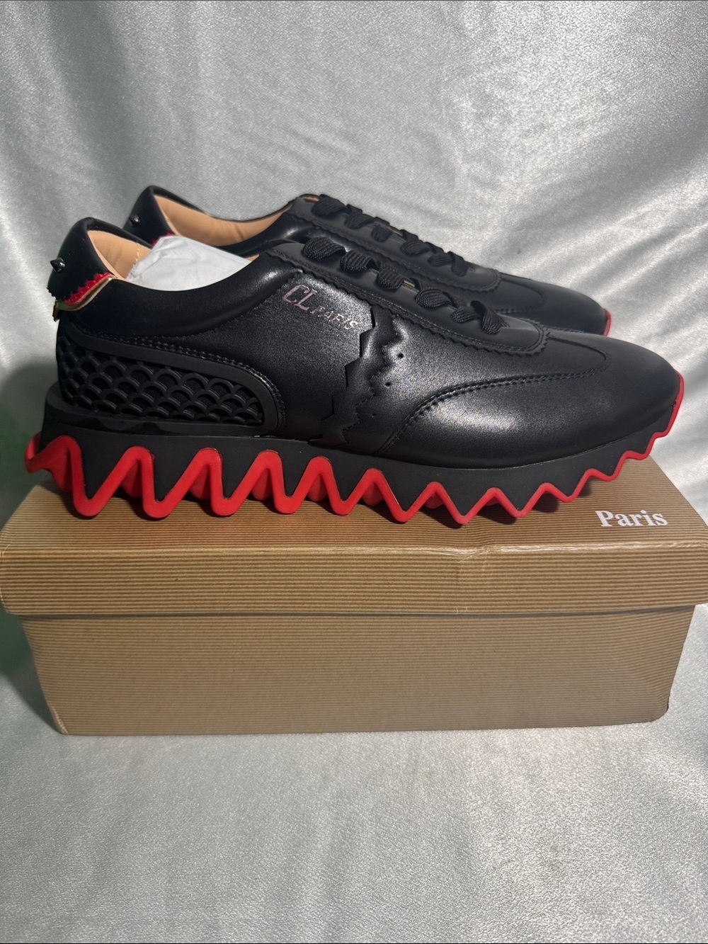 Christian Louboutin Loubishark Sneakers in Black Leather🔥New! Size: 12 - Picture 6 of 12